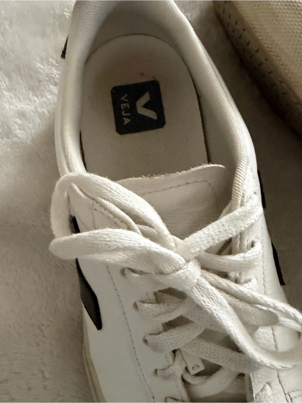 Veja White Sneakers with Black V Detail - Picture 5 of 8
